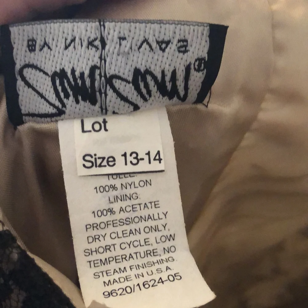 Zum Zum by Niki Livas, Champagne and Black Lace Halter Dress with Tulle Bottom. - Picture 6 of 6